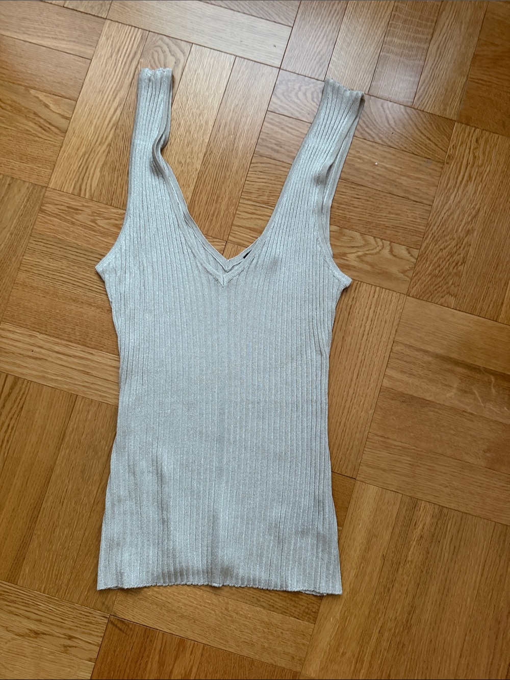 Generation Love Ribbed V-Neck Tank in Light Cream